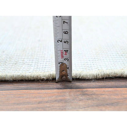 2'1"X5'9" Vista White Cropped Thin Vintage Zoroastrian Tebraz Oriental Rug