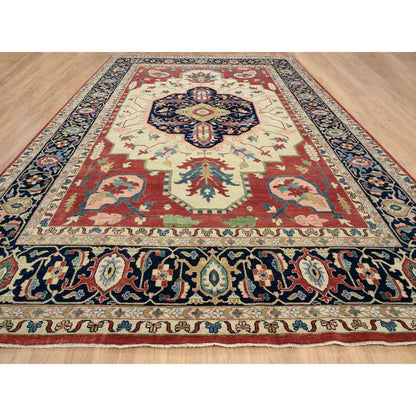 11'9"X17'10" Blue Pliable Wool Hand Knotted Heris Revival Oversized Rug