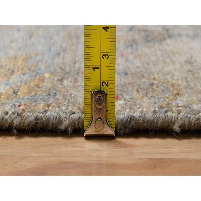 2'1"X3' Gray Broken Pattern Oushak Design 100% Wool Hand Knotted Mat Rug