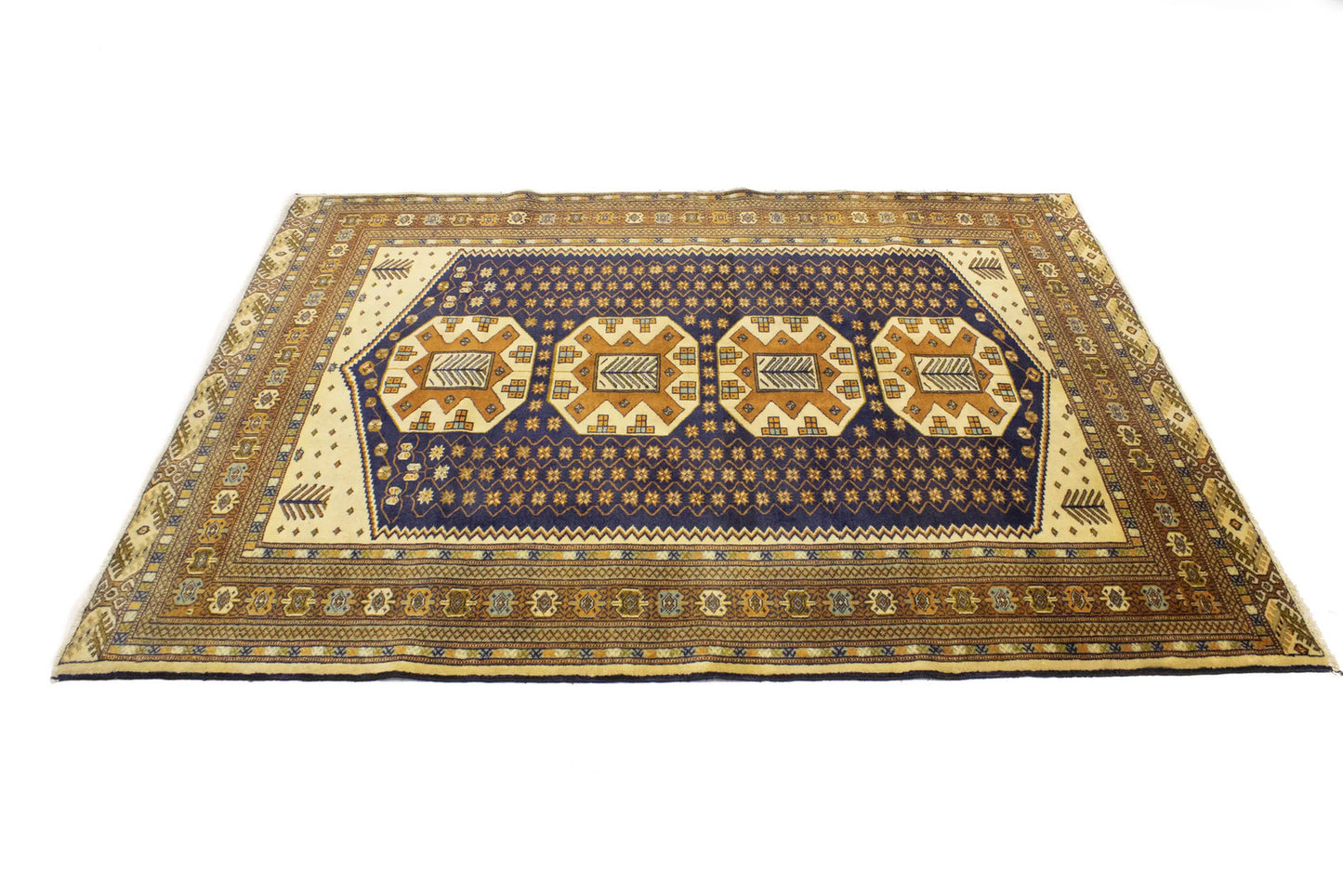 ft Handmade Plum & Ocher Oriental Rug Geometric Design Boho Decor Carpet 5X6