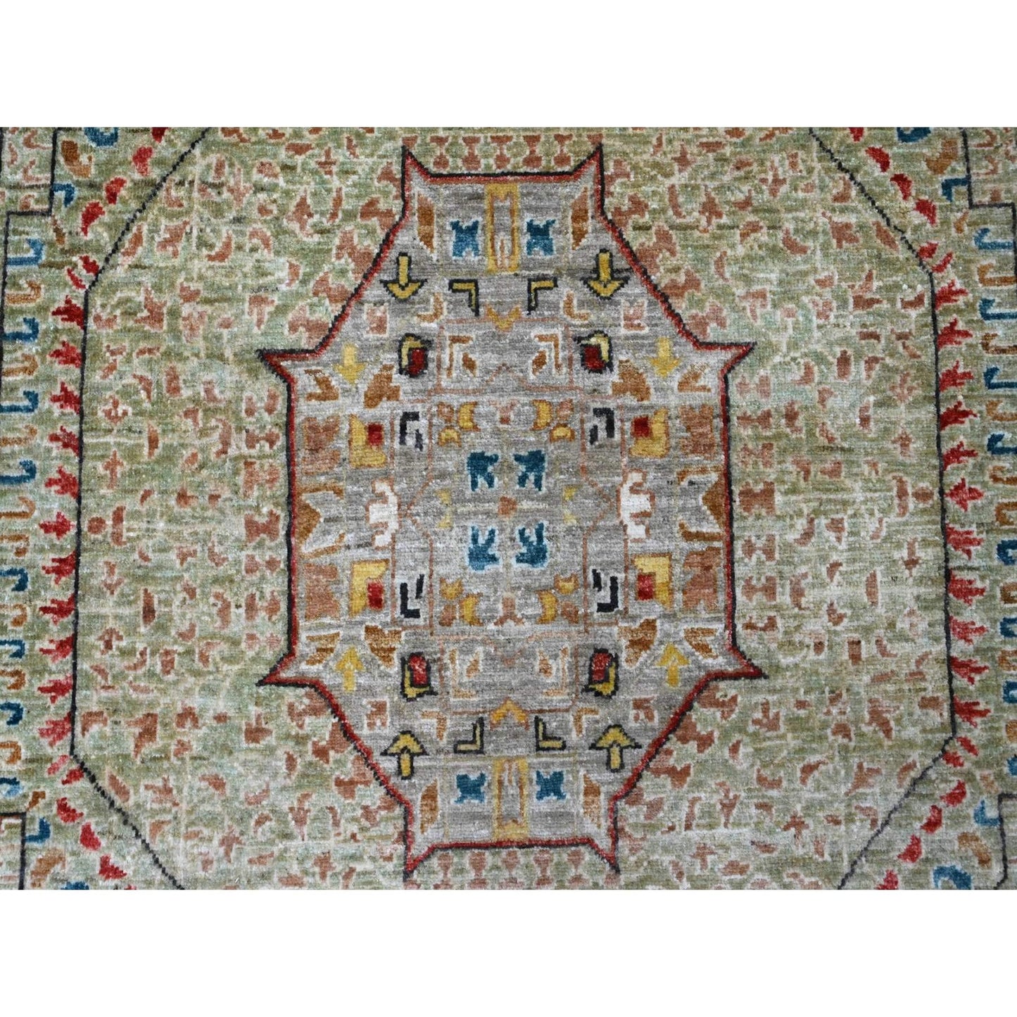 10'X13'4" Green 14Th Century Mamluk Dynasty Pattern Hand Knotted Wool Rug