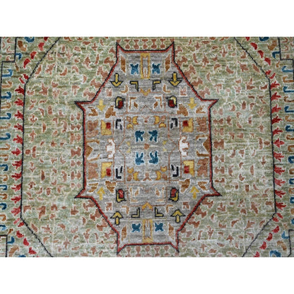 10'X13'4" Green 14Th Century Mamluk Dynasty Pattern Hand Knotted Wool Rug