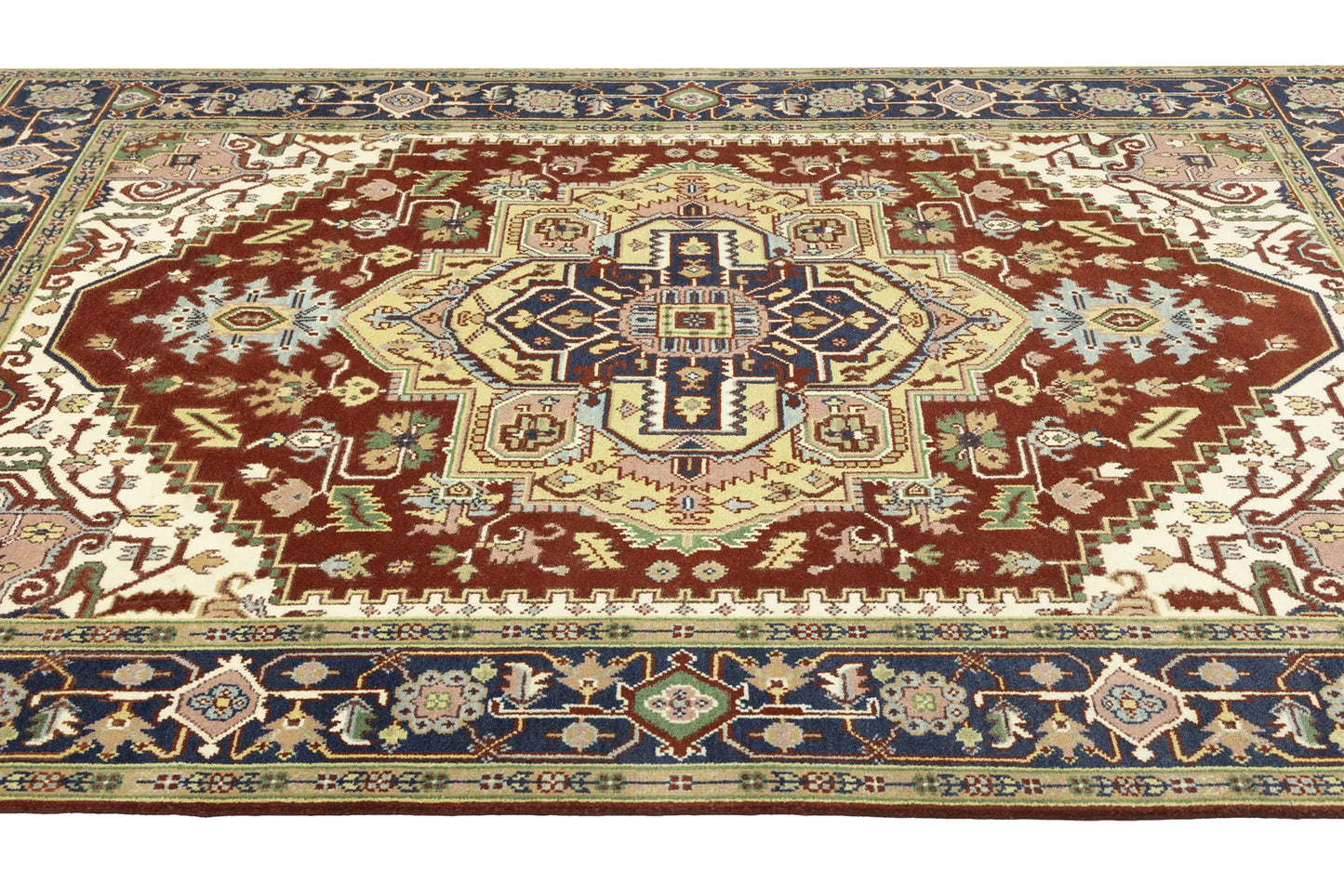 Farmho Rusty Red Geometric Heriz Serapi Oriental
