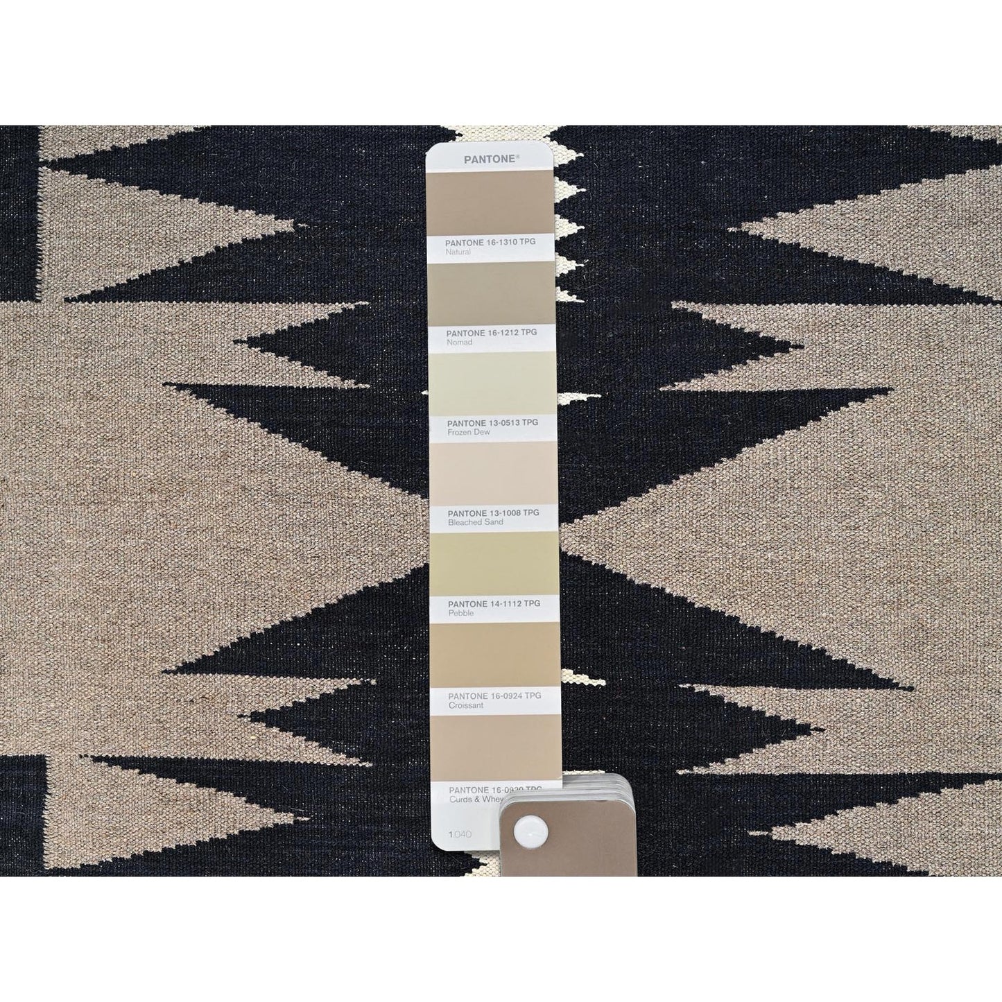 12'2"X14'8" Brown Hand Woven Rug American Geometric Design Flat Weave Wool