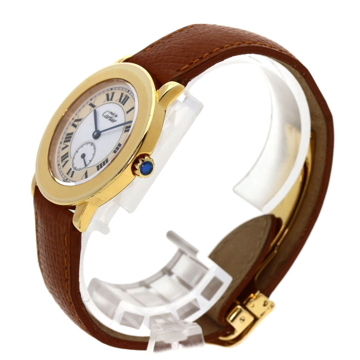 CARTIER Must2 Rondo Watches Gold Plated/Leather