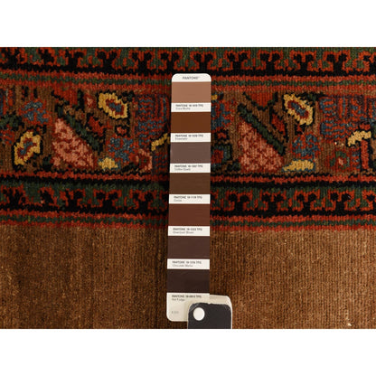 3'2"X15' Brown Antique Camel Hair Serrib All Wool Hand Knotted Runner Rug