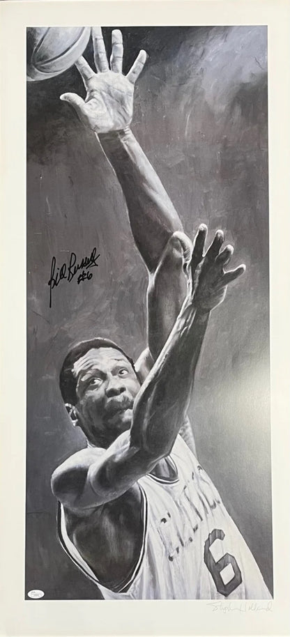 Bill Russell Autographed Stephen Holland 40X20 Lithograph (Jsa)