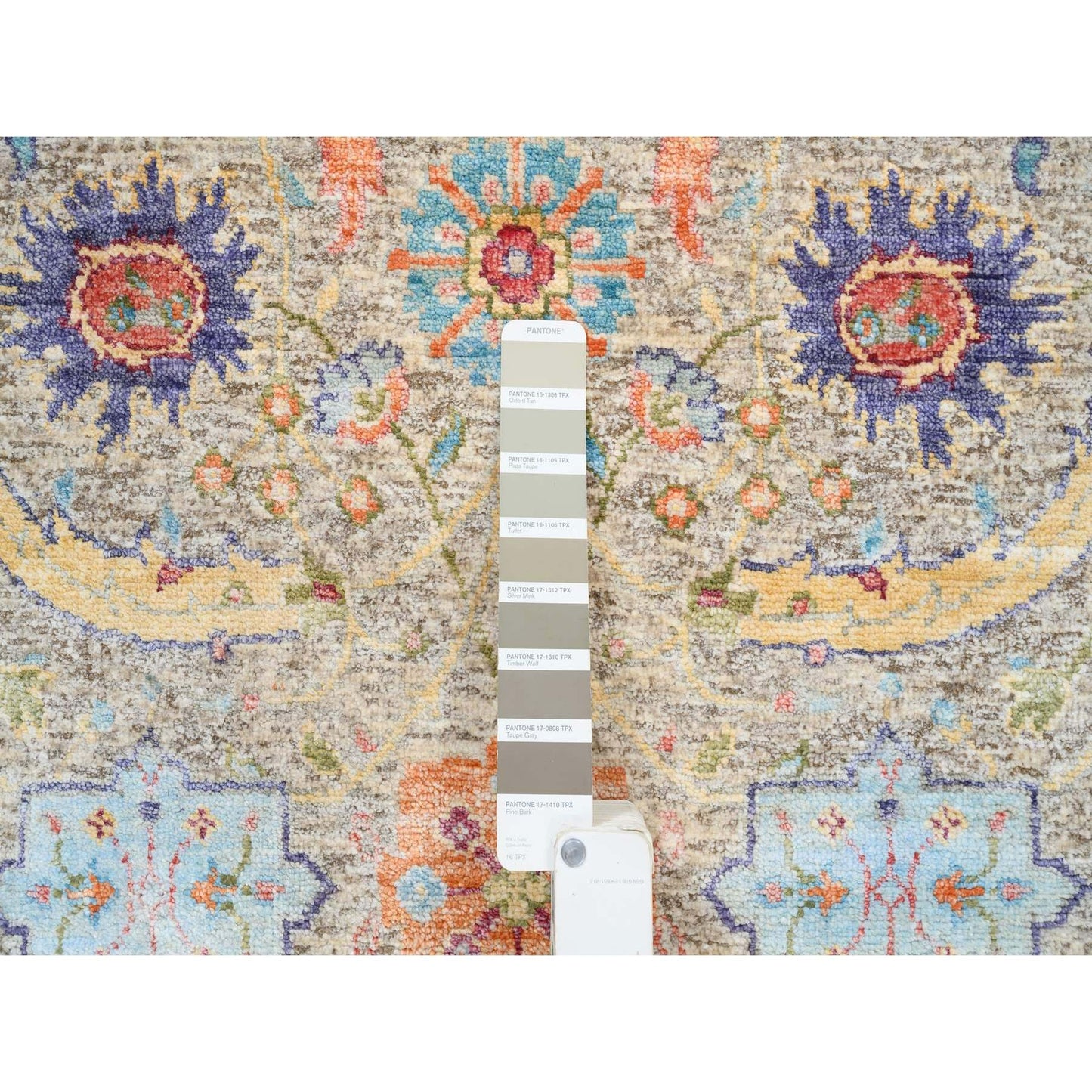 2'5"X10'1" Tan Silk With Textured Wool Hand Knotted Runner Rug