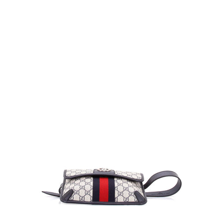 Gucci Ophidia Flap Belt Bag Gg Coated Canvas With Leather