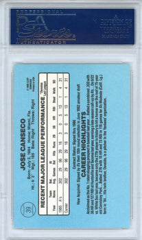 Jose Canseco Autographed 1986 Donruss Rookie Card #39 (Psa)