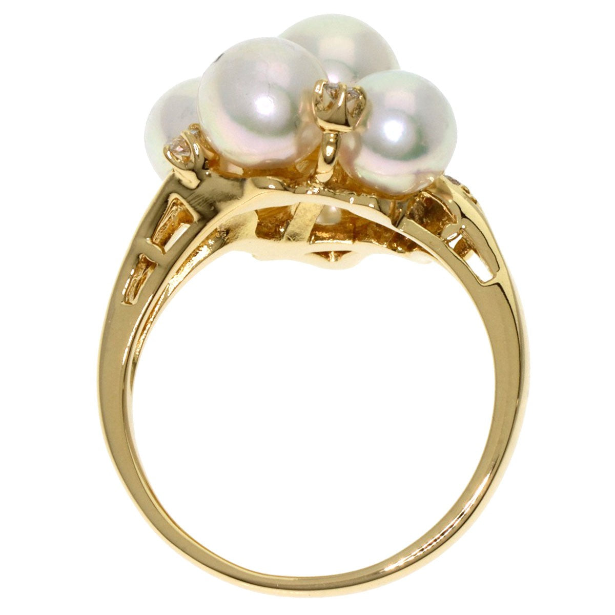 Gold MIKIMOTO Pearl Diamond Ring K18 Yellow