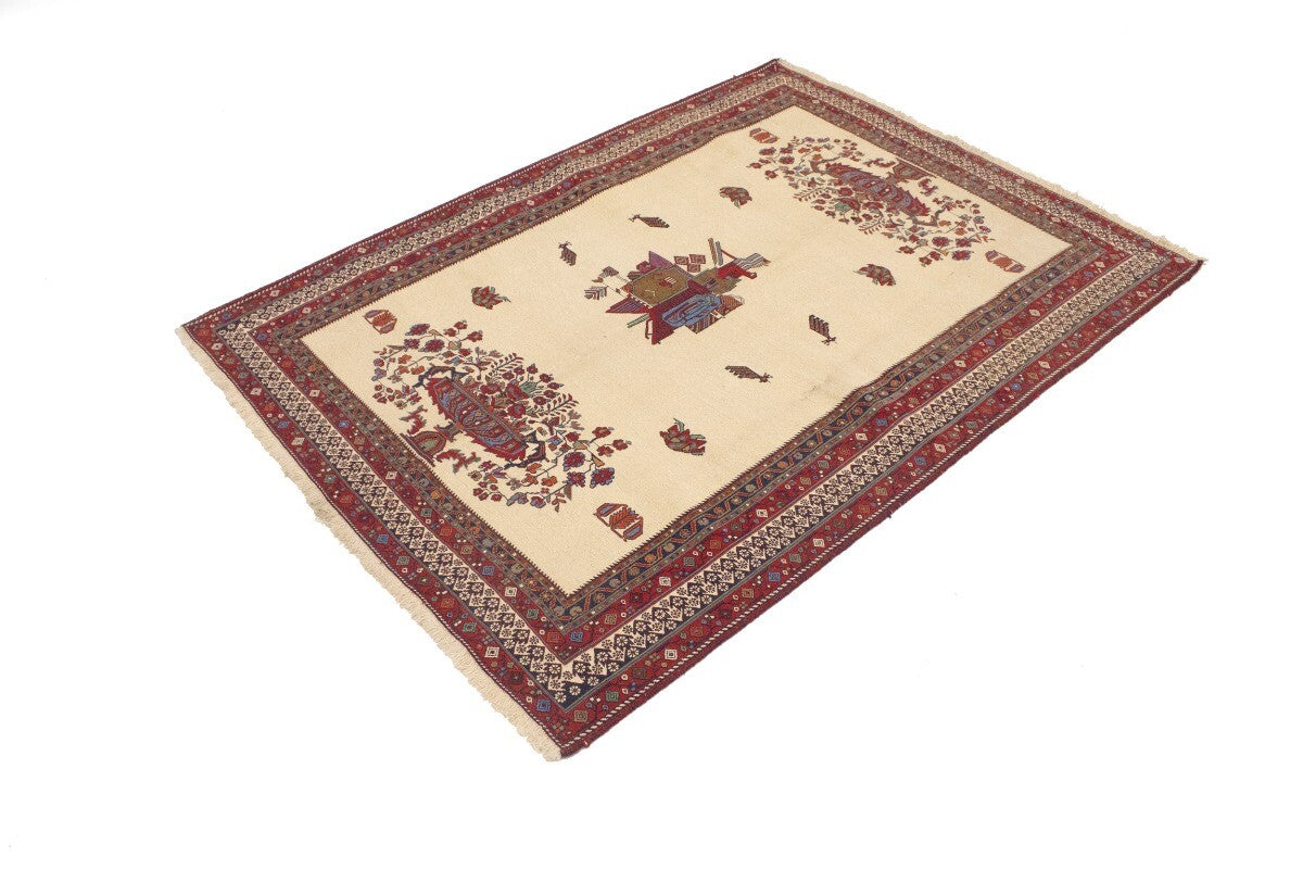 Sumak Pictorial Floral Tribal Style Oriental Rug