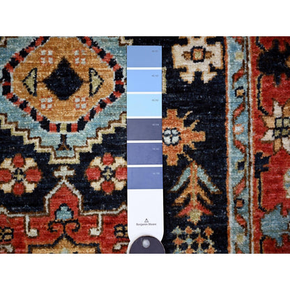 2'7"X11'8" Blue Karajeh Design Pure Wool Fine Aryana Runner Oriental Rug