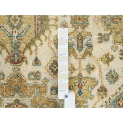 8'10"X8'10" Ivory Hand Knotted Karjihooz Design Wool Round Rug