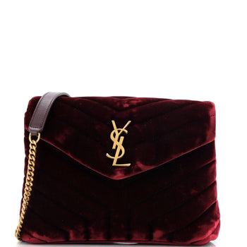 Saint Laurent Loulou Shoulder Bag Matelasse Chevron Velvet Small