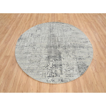 6'X6' Light Gray Modern Design Natural Wool Hand Knotted Round Rug