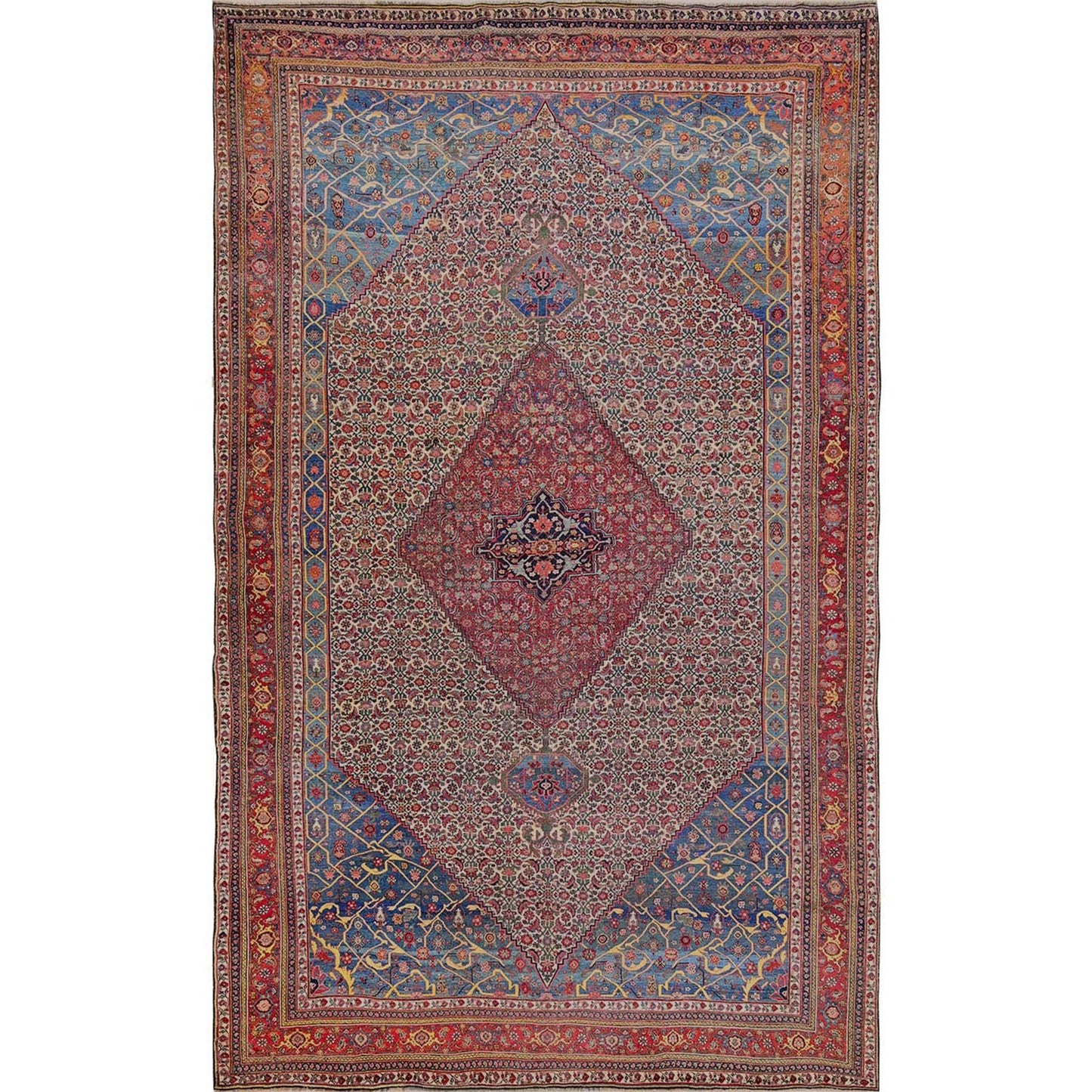 11'6"x18'10" Peach Color Antique Zoroastrian Bejar Wool Hand Knotted XL Rug