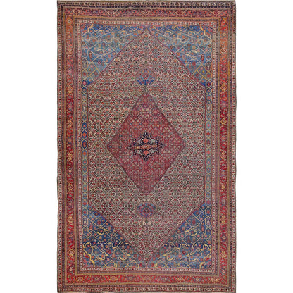 11'6"x18'10" Peach Color Antique Zoroastrian Bejar Wool Hand Knotted XL Rug