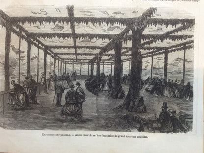 Paris Exposition Universelle 1867 Marine Aquarium Interior Original Engraving