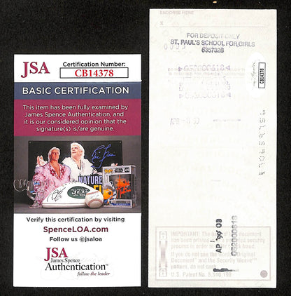 Johnny Unitas Hof Signed/Autographed 1999 Bank Check Baltimore Colts Jsa 199047