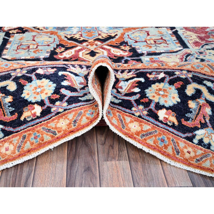 9'2"X11'8" Pink Seeripe Heris Wool Hand Knotted Denser Weave Oriental Rug