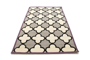 Multicolored Trellis Design Wool 5X8 Hand-Tufted