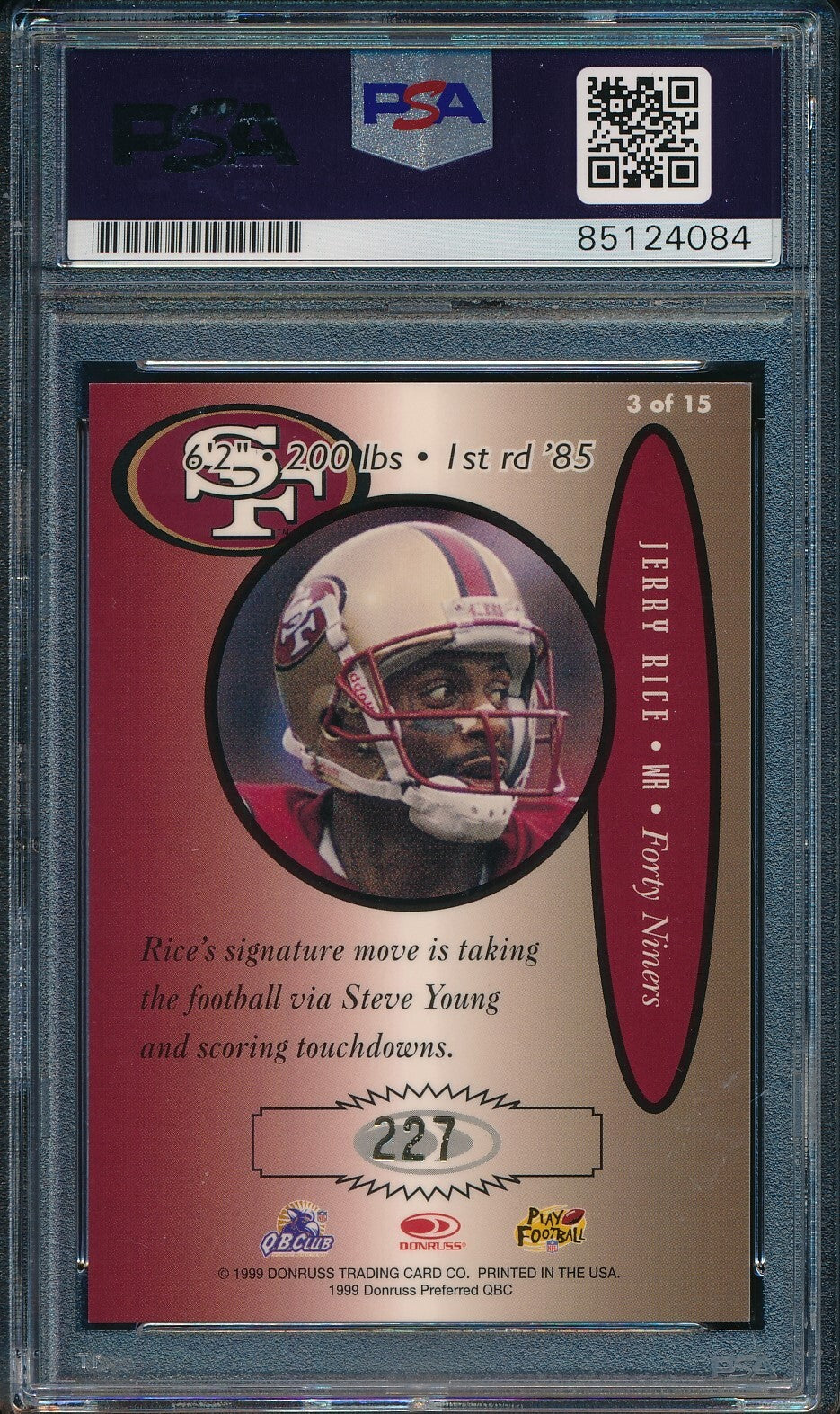 Jerry Rice Hof Signed 1999 Donruss Preferred Sig