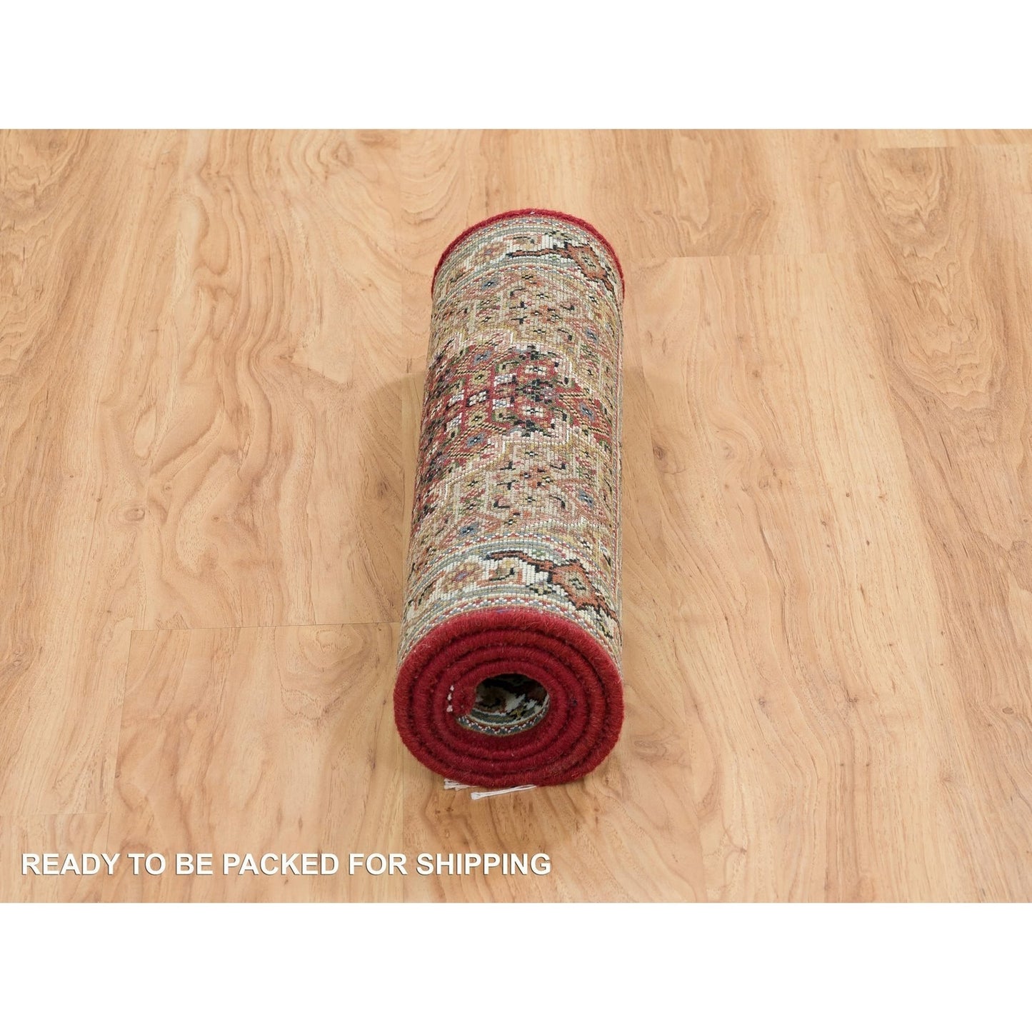 2'X4'2" Red Tebraz Design 100% Wool 175 Kpsi Hand Knotted Mat Rug