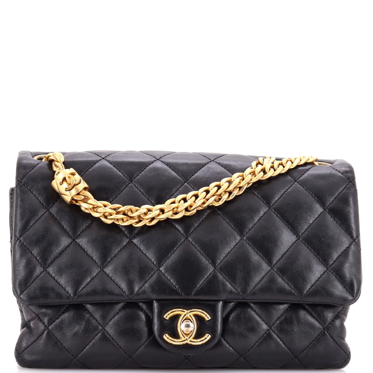 Chanel All Slide Long Flap Bag Quilted Lambskin Medium