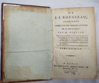 Louis-Sebastien Mercier De J.J. Rousseau 1791 First Edition Leather Book Revolut