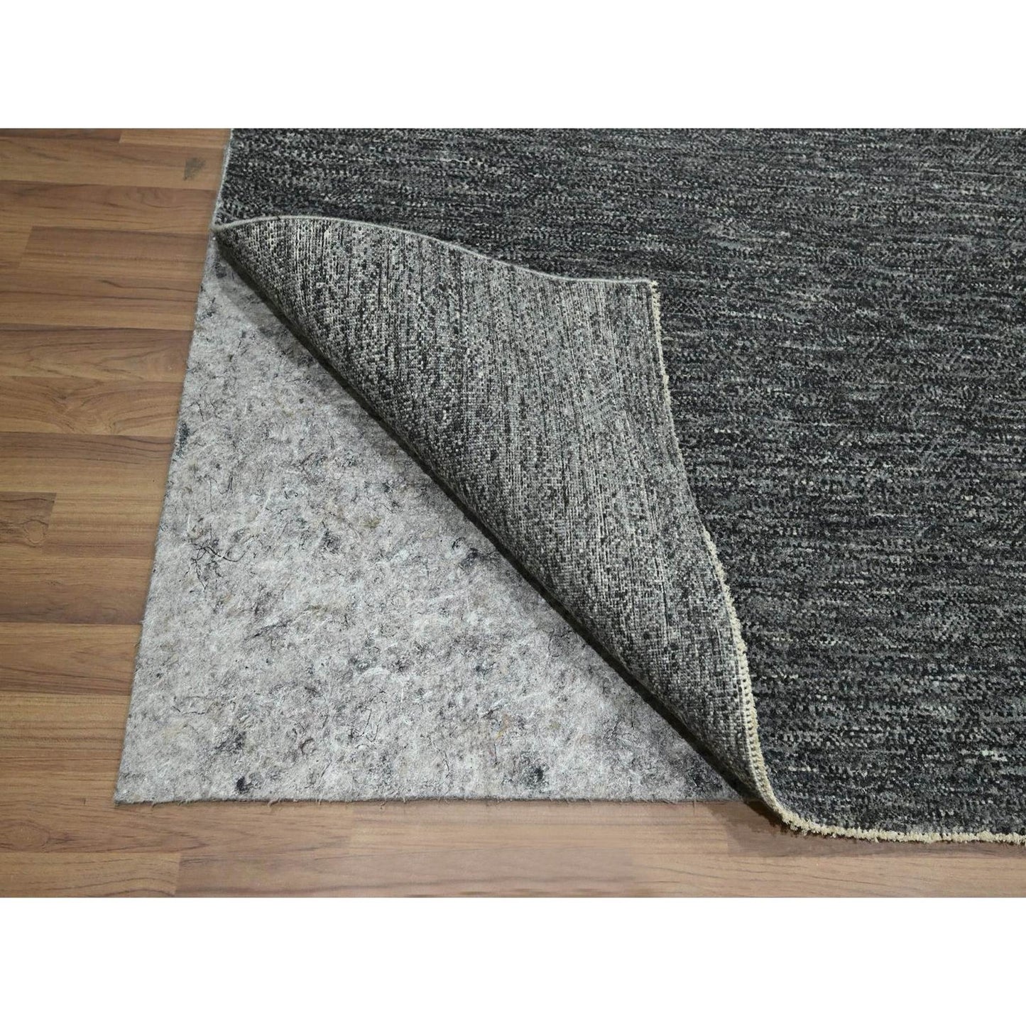 8'1"X10'1" Dim Gray Hand Knotted Kohinoor Small Geometric Design Wool Rug