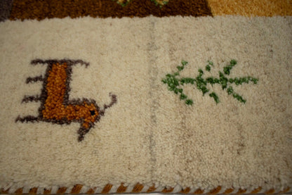Handmade Indo-Gabbeh Tribal Design Wool Oriental