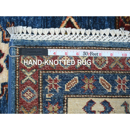 6'X6' Berry Blue Hand Knotted Super Kazak Medallions Wool Oriental Rug