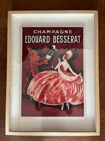 1930S French Champagne Poster  Edouard Besserat Vintage Advertising Art Framed