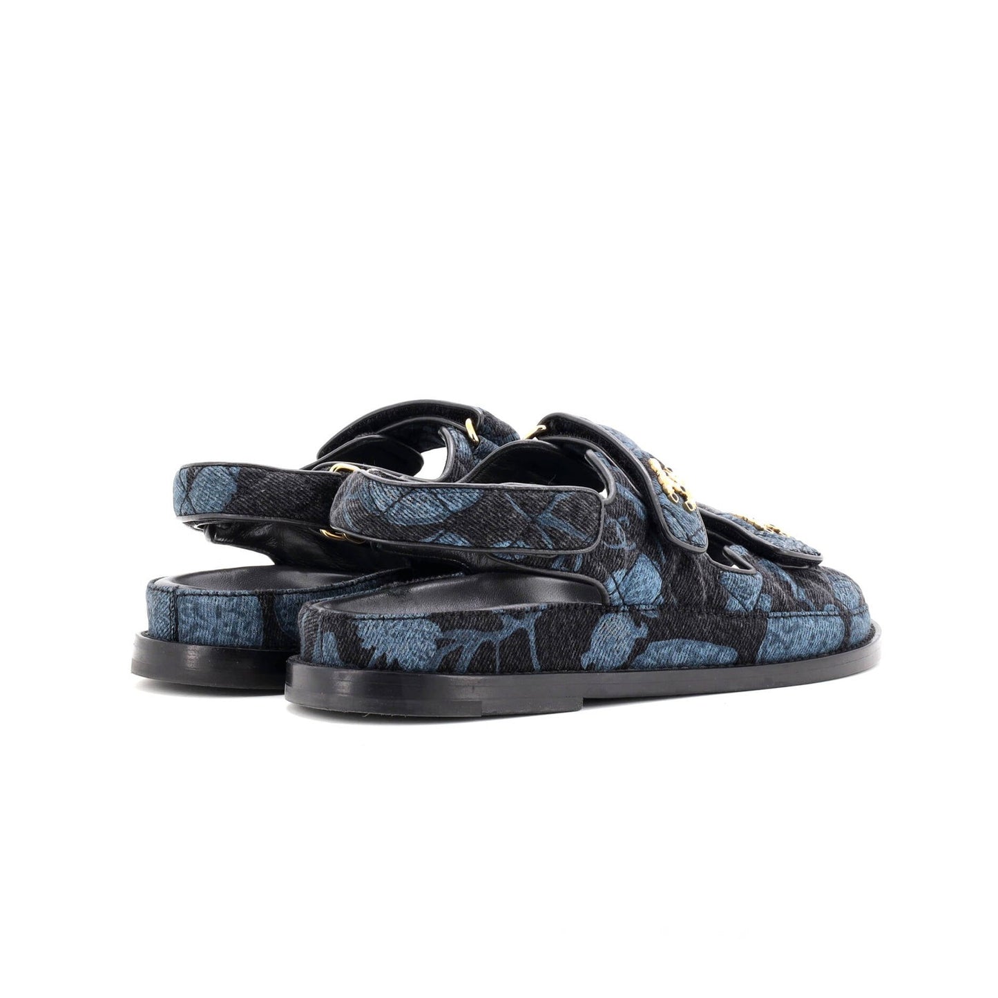 Chanel Women'S Dad Sandals Quilted Printed Denim