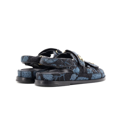 Chanel Women'S Dad Sandals Quilted Printed Denim