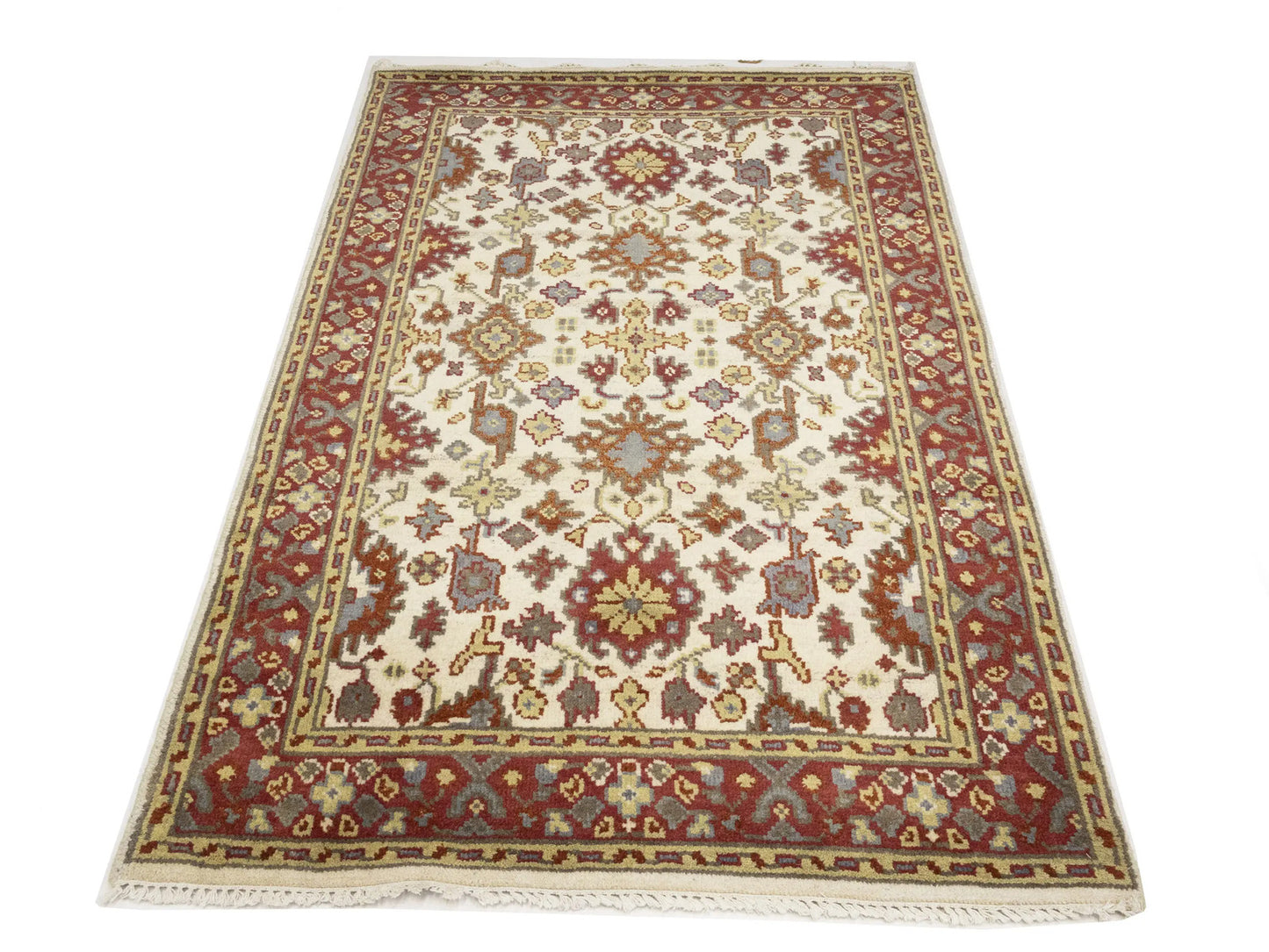 Cream Oushak Chobi Oriental Rug Handmade Large Floral Room Dcor Carpet 4X6 ft