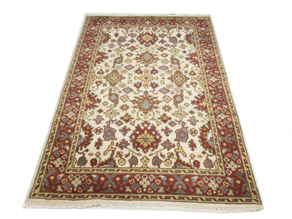 Cream Oushak Chobi Oriental Rug Handmade Large Floral Room Dcor Carpet 4X6 ft