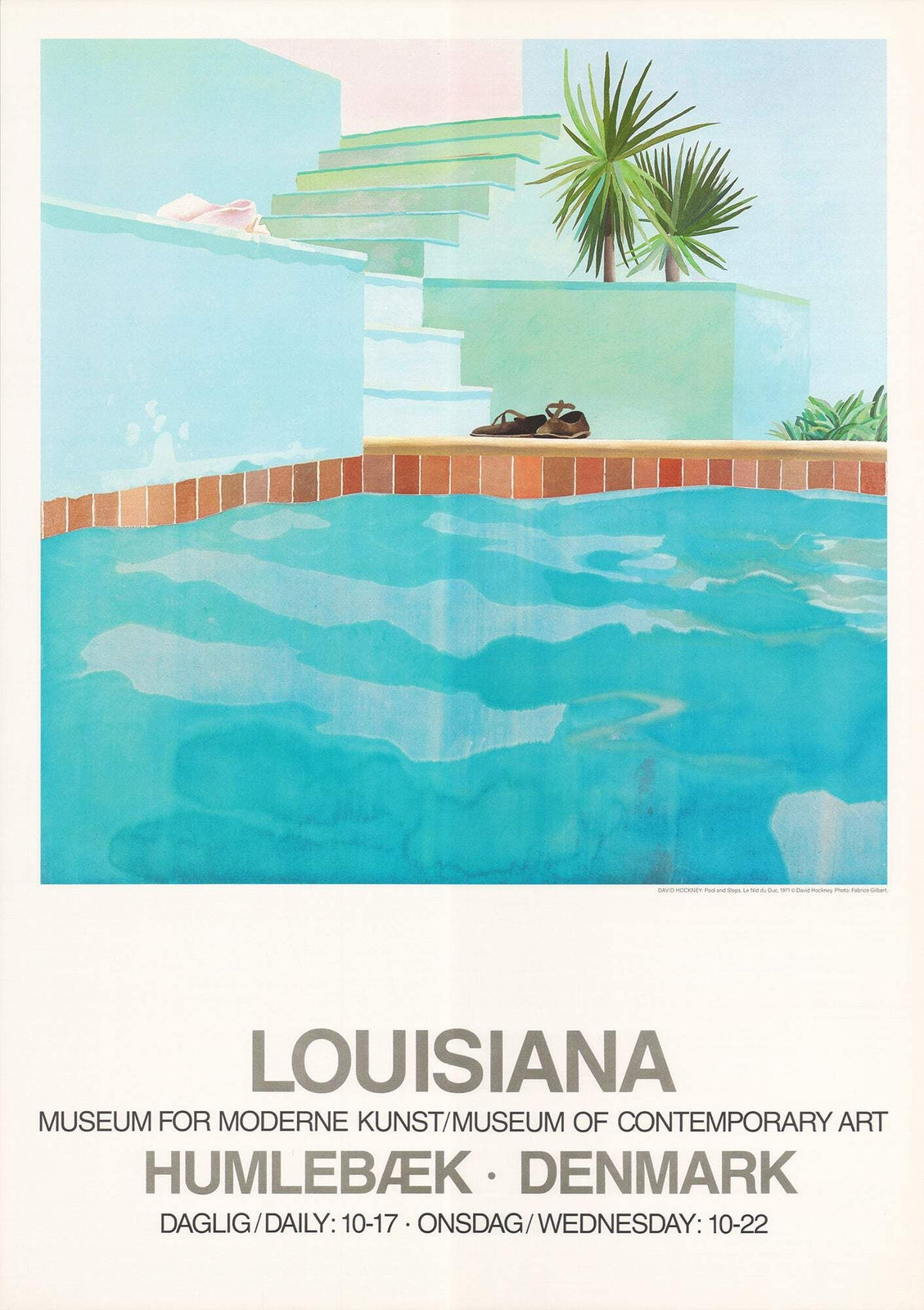 Green DAVID HOCKNEY Pool and Steps 33.5" x 24.5" Poster 2021 Pop Art Red Blue