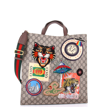 Gucci Courrier Convertible Soft Open Tote Gg Coated Canvas With Applique North