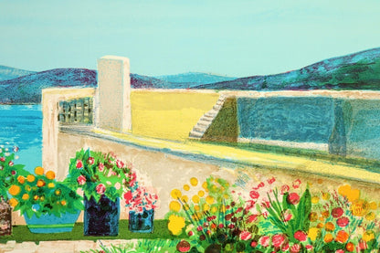 Jean Pierre Pophillat Lithograph Flower-Adorned Terrace Signed Limited 200