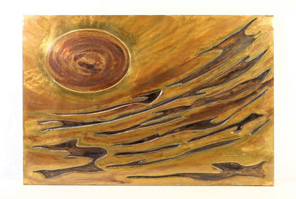 Jacques Potage "Bourrasque" Large Brass & Lacquered Wall Panel French Sculptor