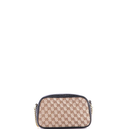 Gucci Gg Marmont Shoulder Bag Diagonal Quilted Gg Canvas With Leather Small
