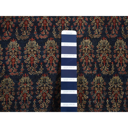 4'X6' Blue Antique Zoroastrian Hand Knotted Pure Wool Slight Wear Rug