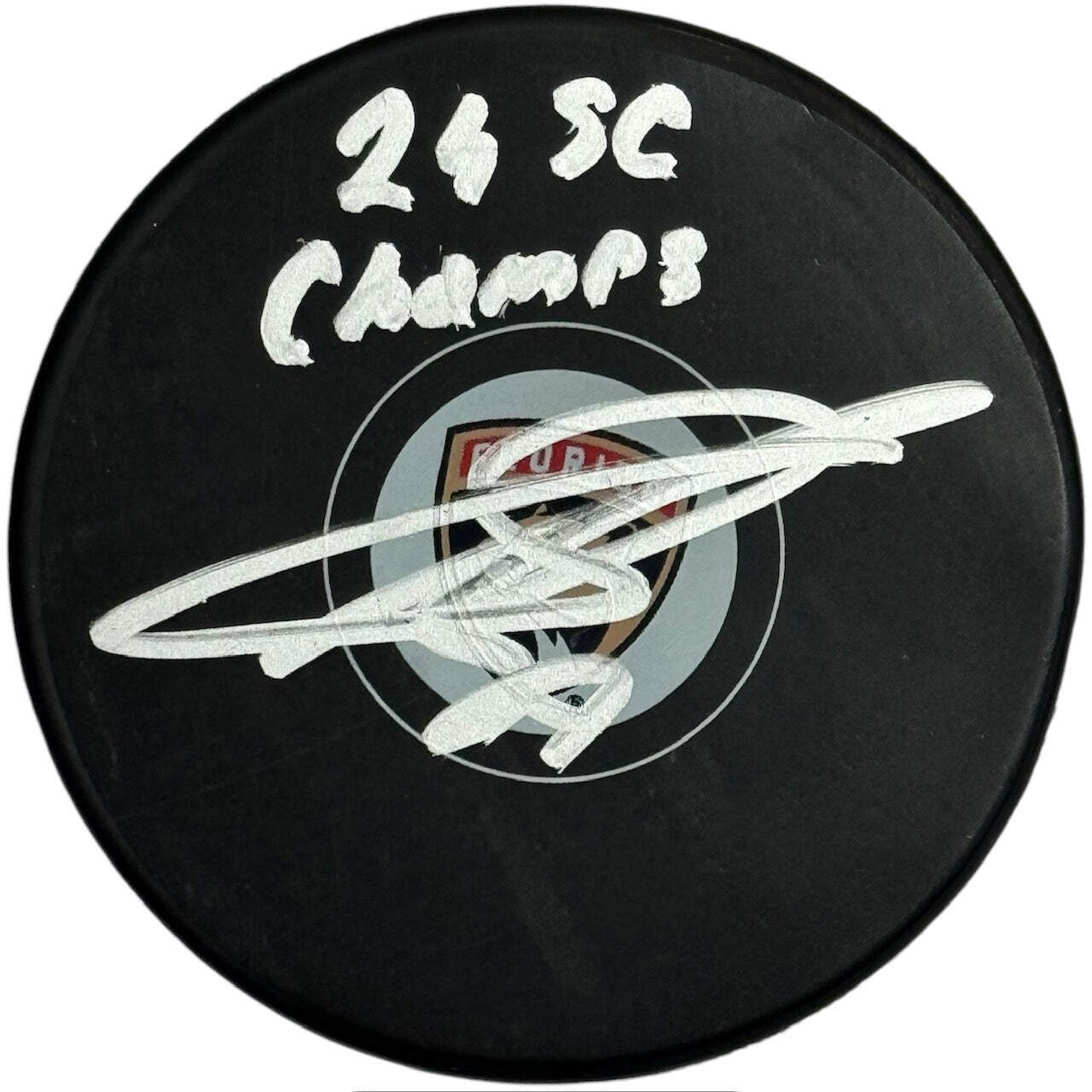 Sergei Bobrovsky Autographed "24 Sc Champs" Florida Panthers Puck (Beckett Witne