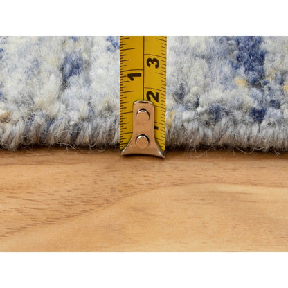 2'6"X8' Blue Variegated Design Hand Loomed Pure Wool Modern Runner Rug