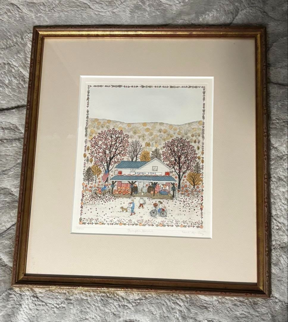 Cuca Romley "Pumpkin Harvest" Lithograph Signed Limited 103/175 Framed