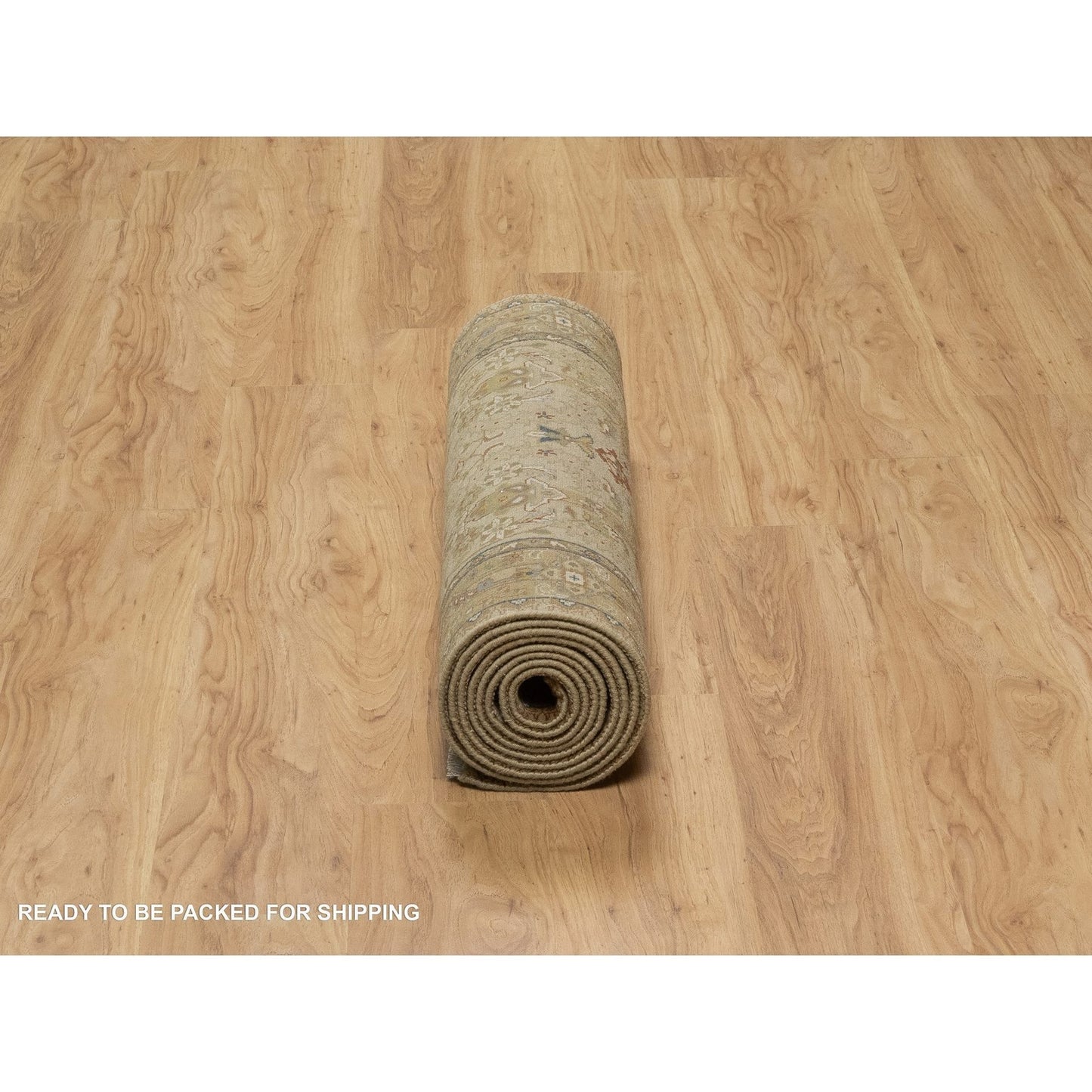 2'10"X12' Brown Tebraz Revival New Zealand Wool Hand Knotted Runner Rug