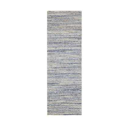 2'6"X8' Blue Variegated Design Hand Loomed Pure Wool Modern Runner Rug