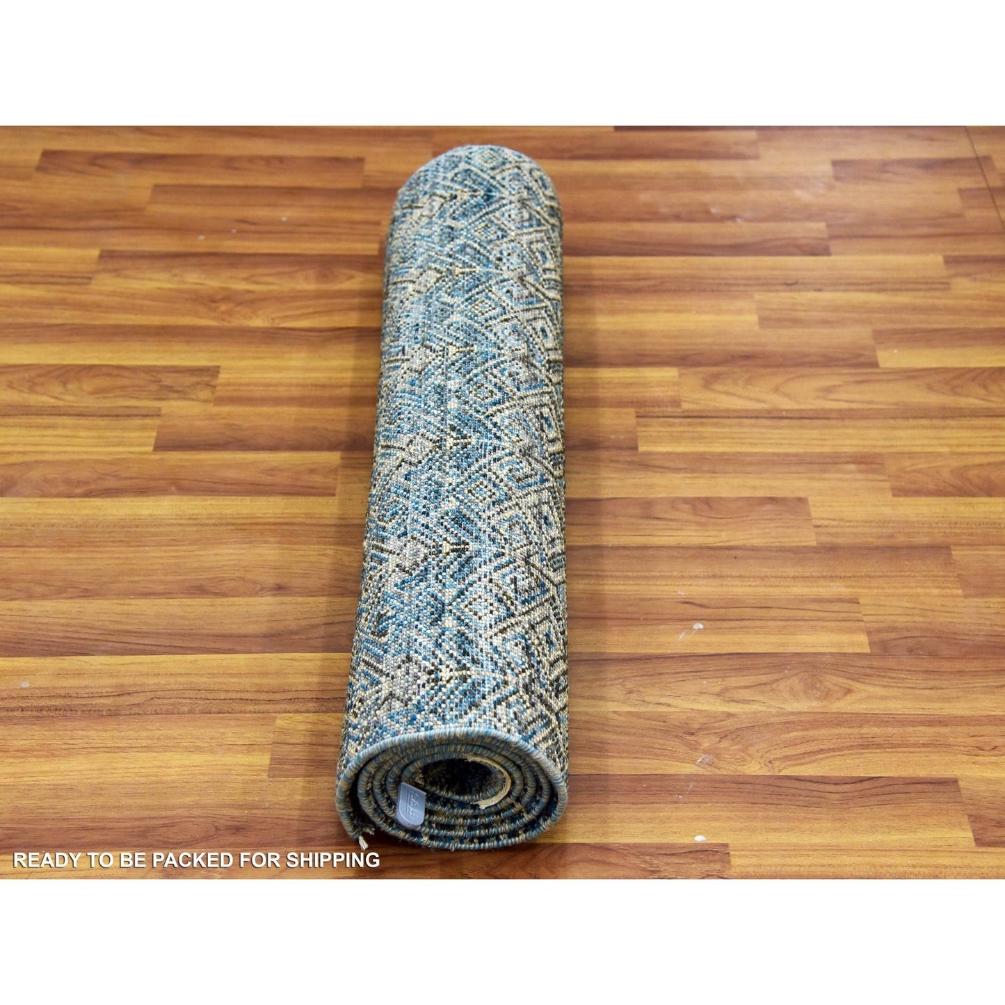 2'6"X6'2" Blue Hand Knotted Kohinoor Herrita Design 100% Wool Runner Rug